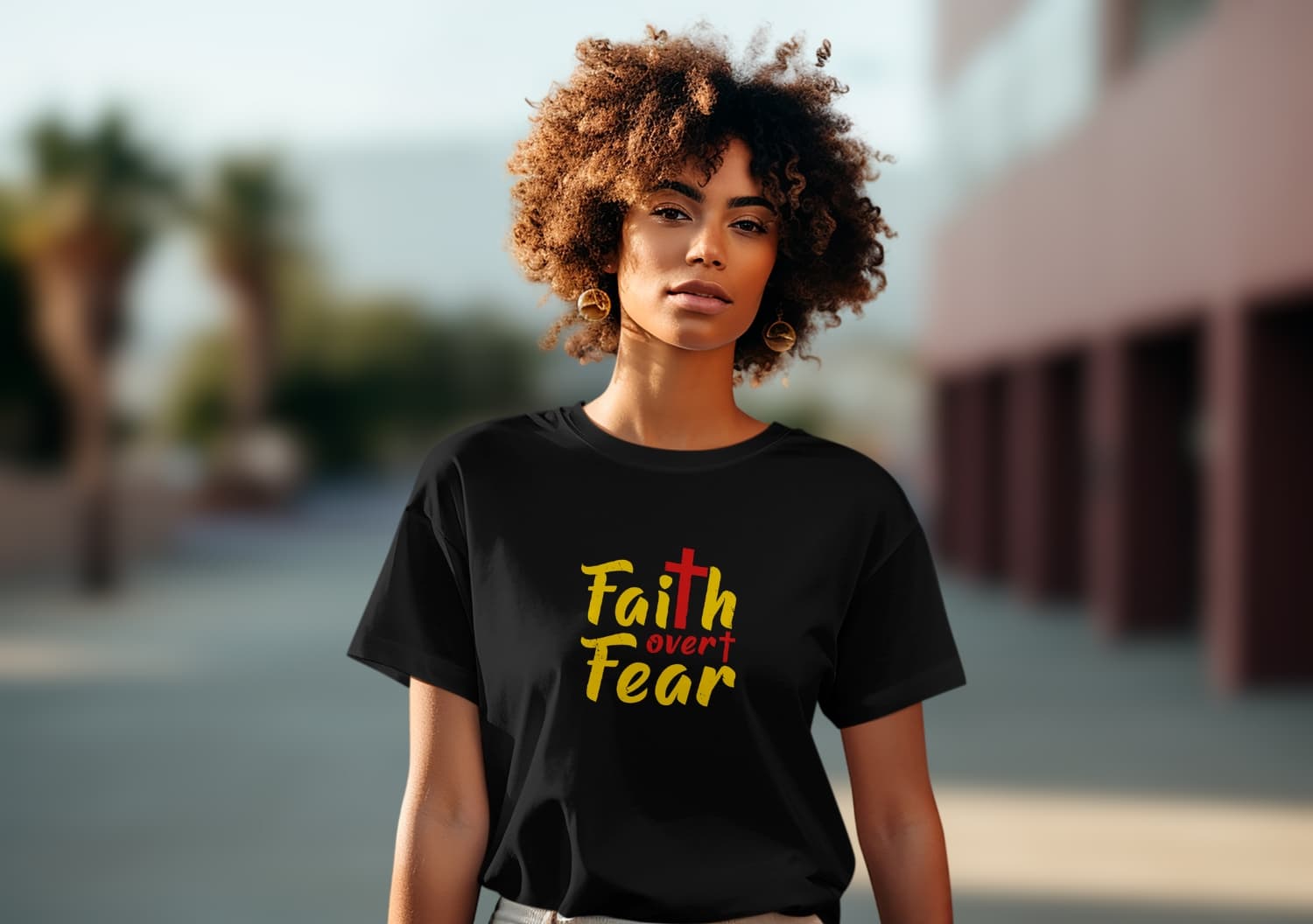 TShirt_Preta_FaithoverFear_Yellow